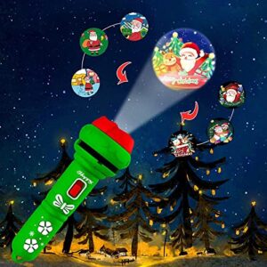 Aubatece Baby Lights Christmas Slide Projector and Lighting 2 in 1 Slide Projector Flashlight Kids Christmas Flashlight Projector Bedtime Toys Kids Fun Toys Neon Cloud Light (Green #2, One Size)