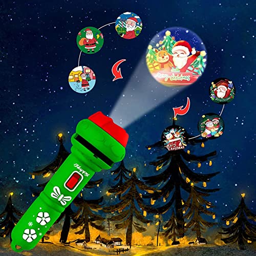 Aubatece Baby Lights Christmas Slide Projector and Lighting 2 in 1 Slide Projector Flashlight Kids Christmas Flashlight Projector Bedtime Toys Kids Fun Toys Neon Cloud Light (Green #2, One Size)