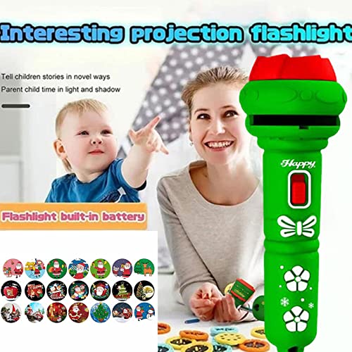 Aubatece Baby Lights Christmas Slide Projector and Lighting 2 in 1 Slide Projector Flashlight Kids Christmas Flashlight Projector Bedtime Toys Kids Fun Toys Neon Cloud Light (Green #2, One Size)