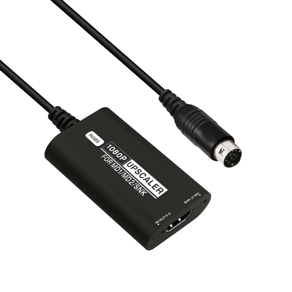 HDMI Converter for SEGA MD1 MD2 SNK HDMI Adapter RGBS Upscaler with 4:3/16:9 Aspect Ratio Switch for Sega Megadrive Genesis SNK NEO GEO Game Console