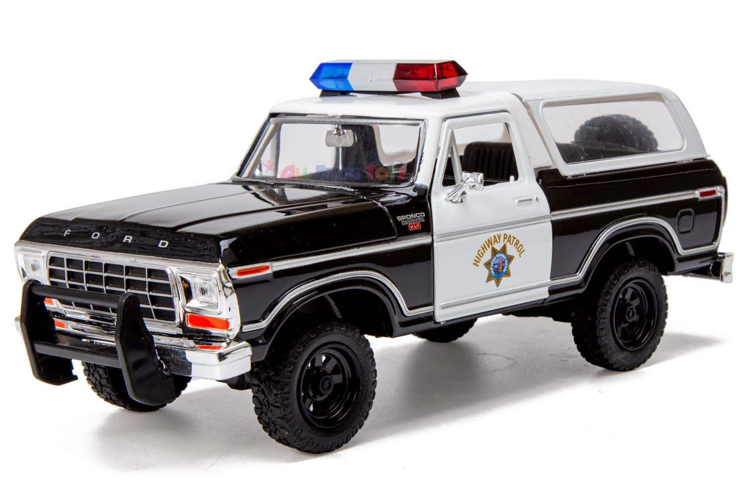 All Star Toys Exclusive 1978 Ford Bronco Ranger XLT California Highway Patrol CHP Police 1:24 Diecast Model Car Law Enforcement Motormax 76985 (Highway Patrol)