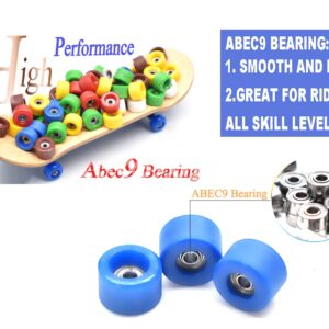 SAIKOOWA 4pcs Apex 68D Urethane Fingerboard Wheels,7.5mm Diameter -ABEC-9 Ultra Spin Chrome Steel Bearings with 1pcs Fingerboard Tool (Transparent Blue)