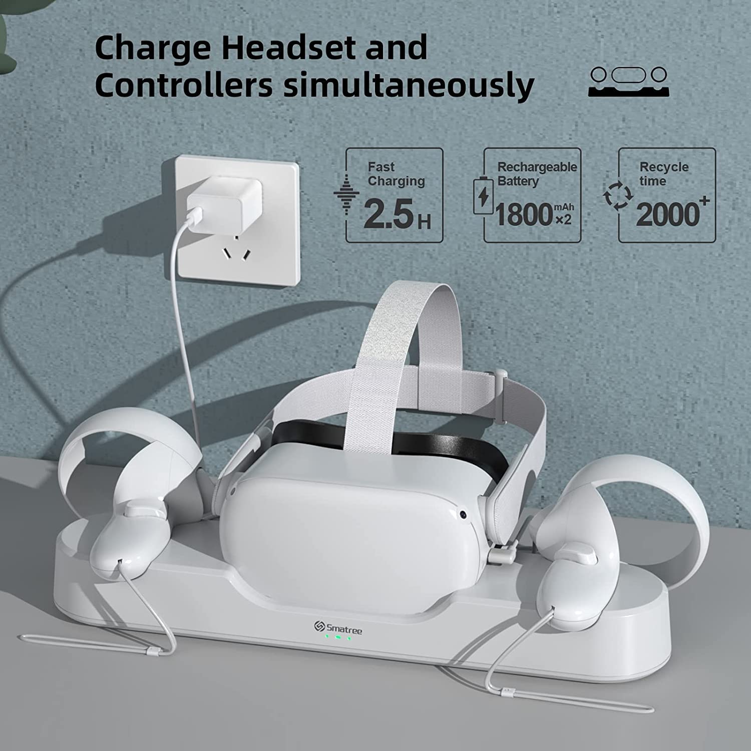 Smatree Charging Dock with Adapter and Elite Strap with 10000mah Battery and Carry Case Combination Set