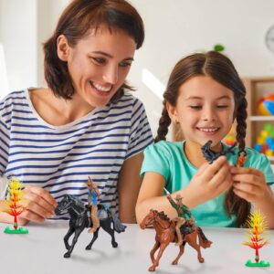 Toddmomy Riding Horse Figurine 4Pcs Action Figure Western Figurines Toys Horse Toys Plastic Horse with Rider for Kids Toddlers Farm Animal Collection