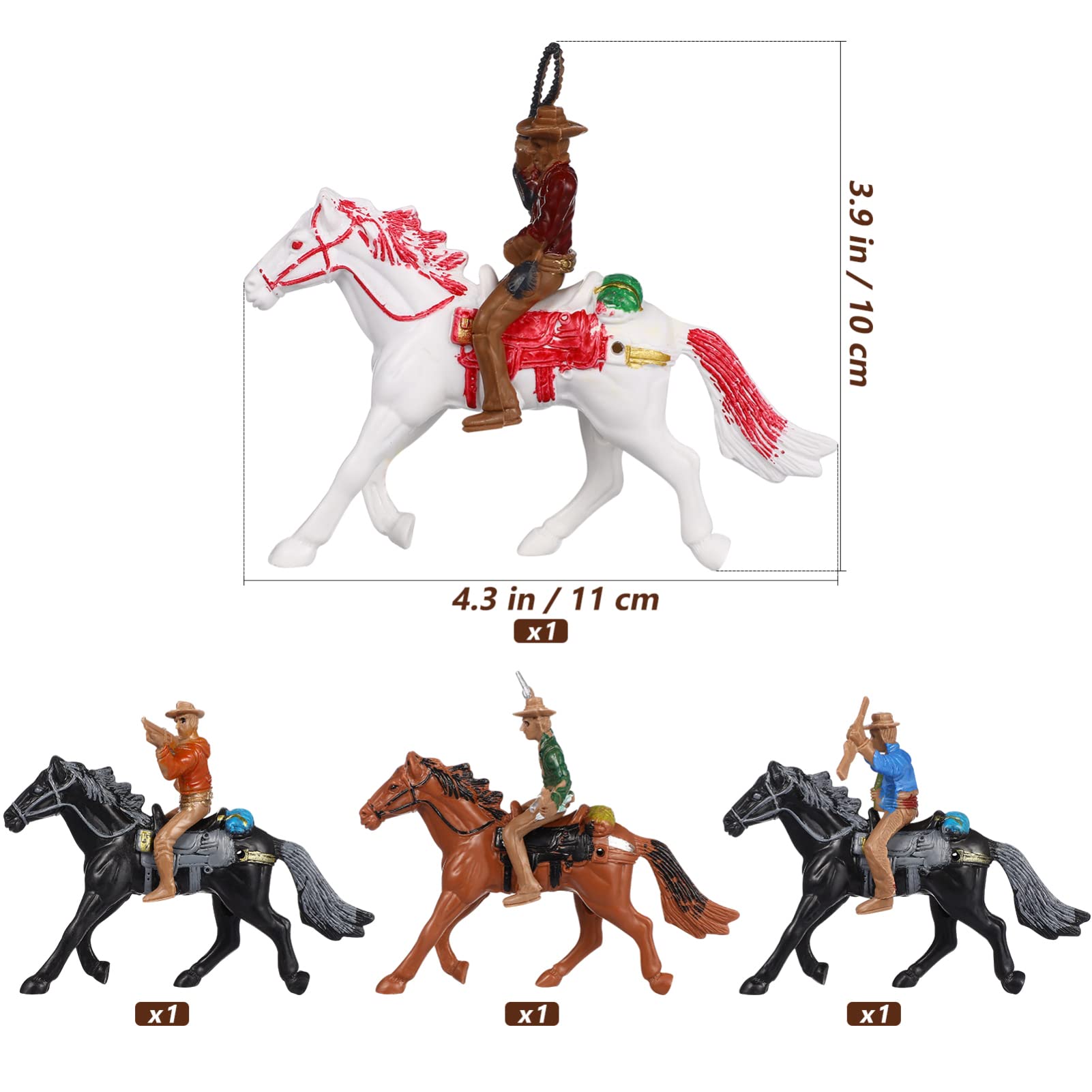 Toddmomy Riding Horse Figurine 4Pcs Action Figure Western Figurines Toys Horse Toys Plastic Horse with Rider for Kids Toddlers Farm Animal Collection