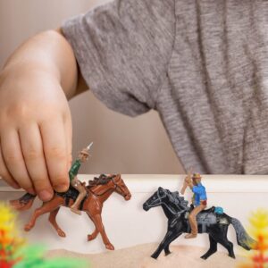 Toddmomy Riding Horse Figurine 4Pcs Action Figure Western Figurines Toys Horse Toys Plastic Horse with Rider for Kids Toddlers Farm Animal Collection