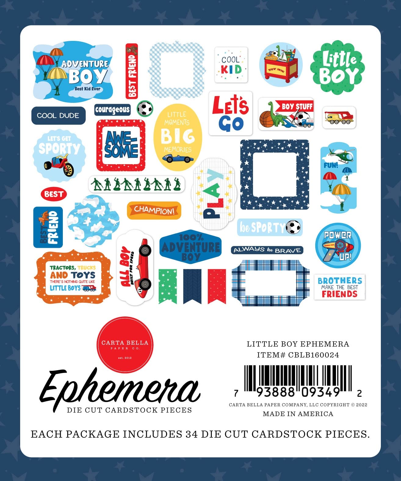 Carta Bella Paper Company Little Boy Ephemera, Multicolor