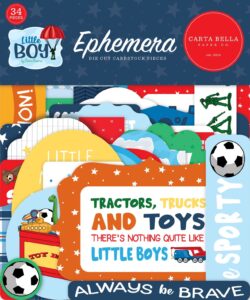 carta bella paper company little boy ephemera, multicolor