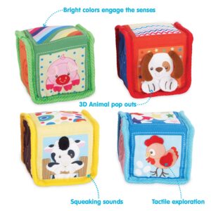 Kidoozie Discovery Soft Blocks for Infants and Toddlers Ages 3-18 Months - Textures, Shapes and Sounds to Engage The Senses