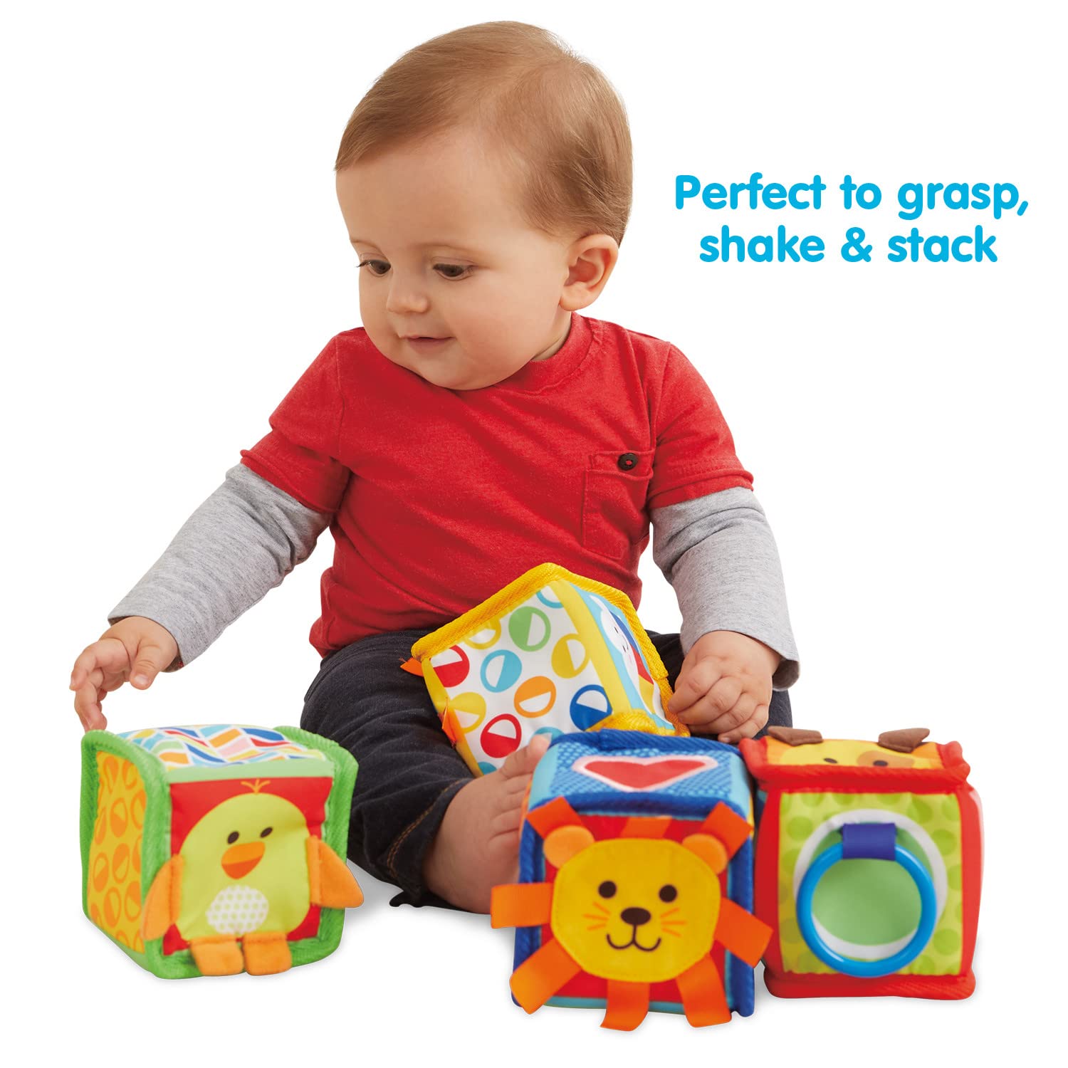 Kidoozie Discovery Soft Blocks for Infants and Toddlers Ages 3-18 Months - Textures, Shapes and Sounds to Engage The Senses