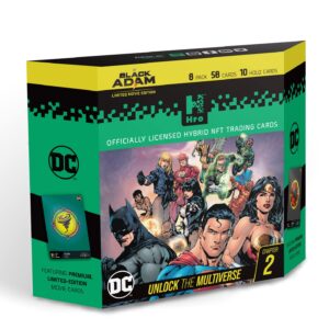 HRO DC Comics Unlock The Multiverse | Chapter 2: 8-Pack Premium Starter Box, Hybrid NFT Trading Cards, 58 Trading Cards Pack (10035891-0001)