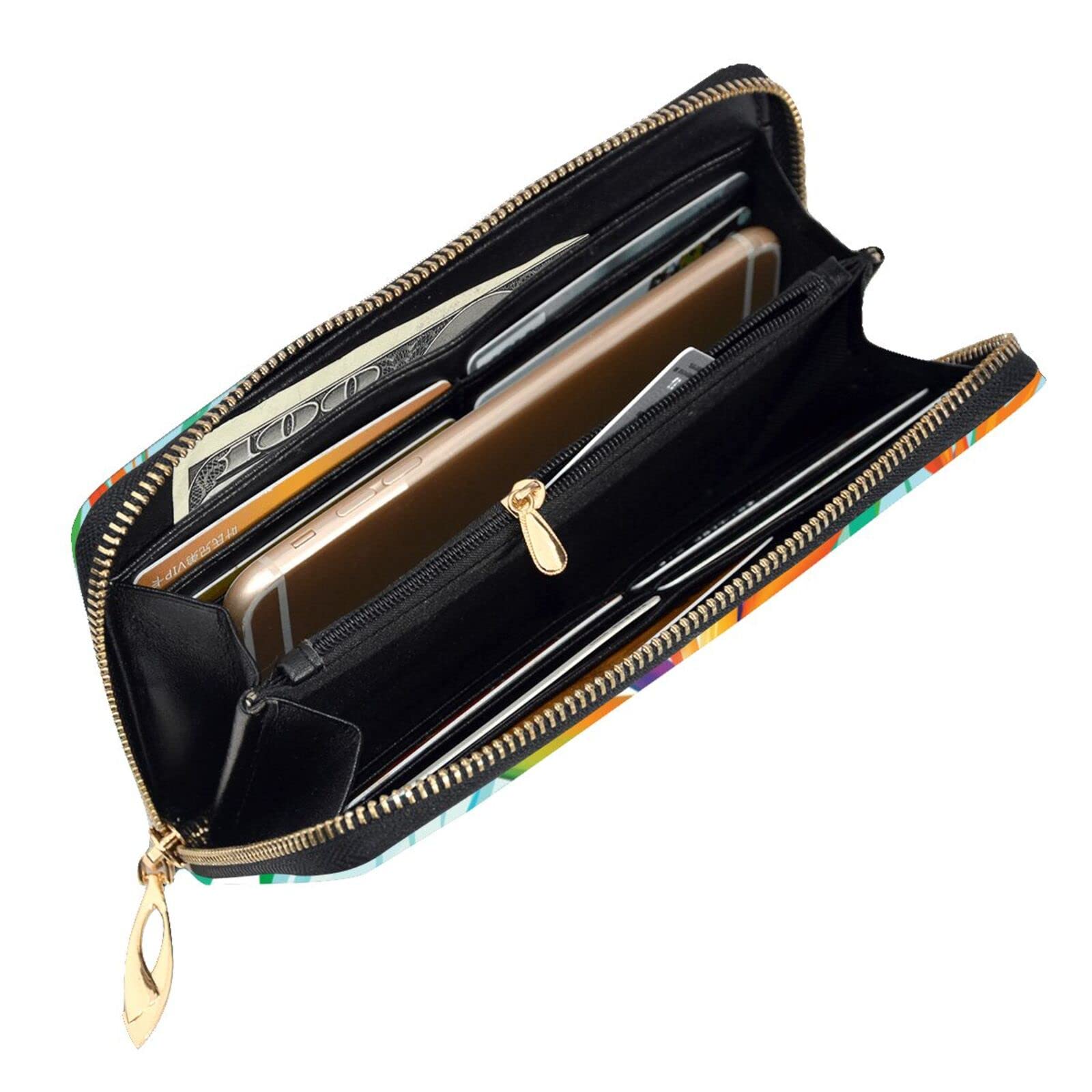 Leather Clutch Wallet Cell Phone Purse Fashion Wristlet Handbag For Women Men-Birds Of Paradise Flower