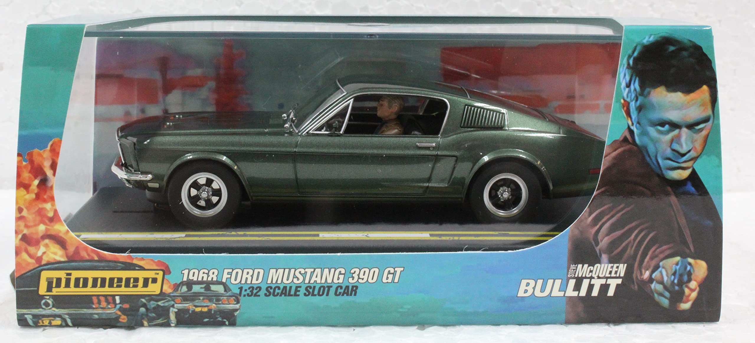 Pioneer P125 1968 Ford Mustang 390 GT Steve McQueen Bullitt 1:32 Slot Car