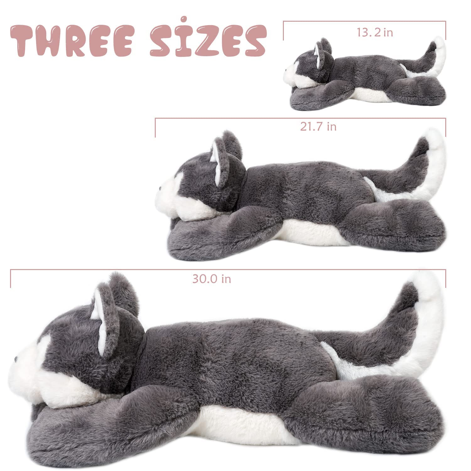 YANGTTOK Huskies Weighted Stuffed Animals, 13.8-30" Plush for Adults & Kids (30IN-3.2LB)