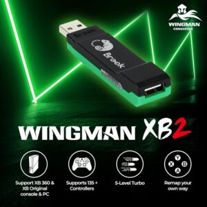 Brook Wingman XB2 Converter for Wireless Controller Adapter for Xbox Retro Consoles and PC, Supports Remap and Adjustable Turbo