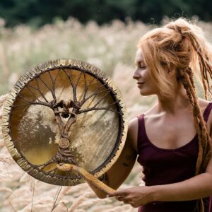 Yushifa Shaman Drum Shaman Drum Tree-of-Life Drum Handmade Shamanic Drum with Drum Stick Sound Healing Adult Drum