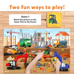 Skillmatics Floor Puzzle & Game - Piece & Play Construction Site, Jigsaw & Toddler Puzzles, Educational Toy, Gifts for Boys & Girls Ages 3, 4, 5, 6, 7 (48 Pieces, 2 x 3 feet)