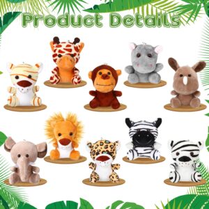 Leitee 10 Pieces Mini Plush Safari Stuffed Animals 4.8 Inch Small Jungle Animal Plush Bulk Lion Tiger Elephant Giraffe for Christmas Stockings Classroom Goodie Bag Gifts Plush Decor, 10 Styles