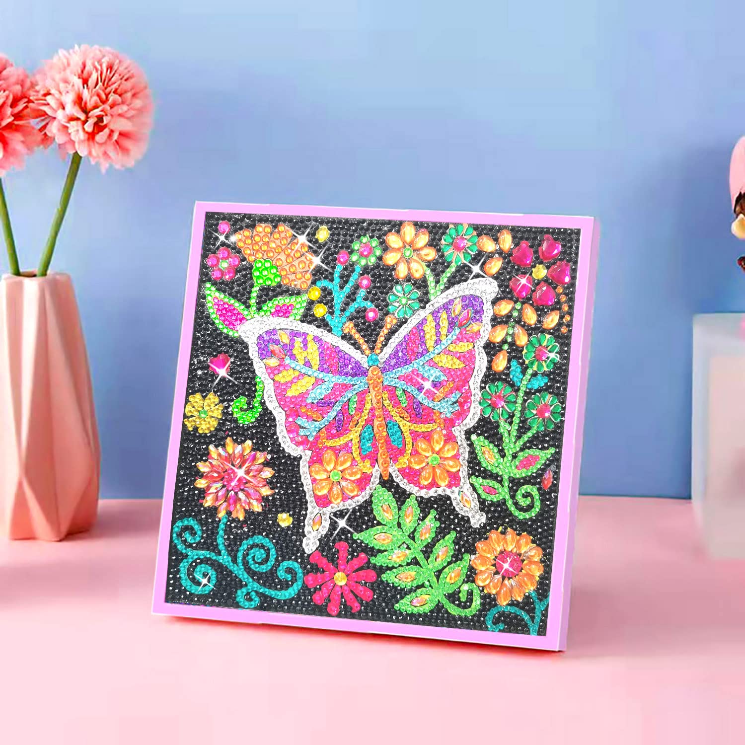 ZUYUSUT Sparkly Butterfly Diamond Art Painting Kits with Wooden Frame Arts and Crafts Art Mosaic Gem