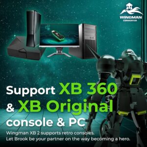 Brook Wingman XB2 Converter for Wireless Controller Adapter for Xbox Retro Consoles and PC, Supports Remap and Adjustable Turbo