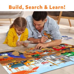 Skillmatics Floor Puzzle & Game - Piece & Play Construction Site, Jigsaw & Toddler Puzzles, Educational Toy, Gifts for Boys & Girls Ages 3, 4, 5, 6, 7 (48 Pieces, 2 x 3 feet)