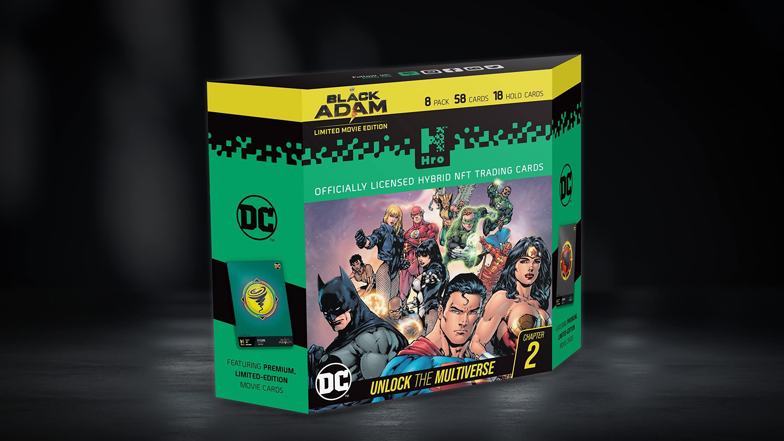 HRO DC Comics Unlock The Multiverse | Chapter 2: 8-Pack Premium Starter Box, Hybrid NFT Trading Cards, 58 Trading Cards Pack (10035891-0001)