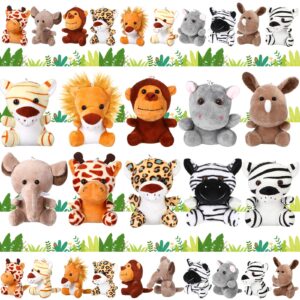 Leitee 10 Pieces Mini Plush Safari Stuffed Animals 4.8 Inch Small Jungle Animal Plush Bulk Lion Tiger Elephant Giraffe for Christmas Stockings Classroom Goodie Bag Gifts Plush Decor, 10 Styles