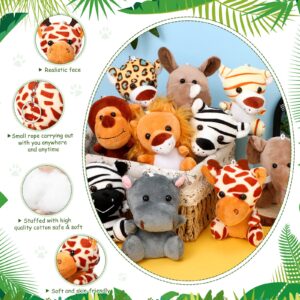 Leitee 10 Pieces Mini Plush Safari Stuffed Animals 4.8 Inch Small Jungle Animal Plush Bulk Lion Tiger Elephant Giraffe for Christmas Stockings Classroom Goodie Bag Gifts Plush Decor, 10 Styles