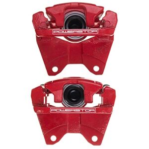 Power Stop Rear S5046EB Pair of High-Temp Red Powder Coated Calipers For Jeep Wrangler 2007-2017, Jeep Wrangler JK 2018 [Model Specific]