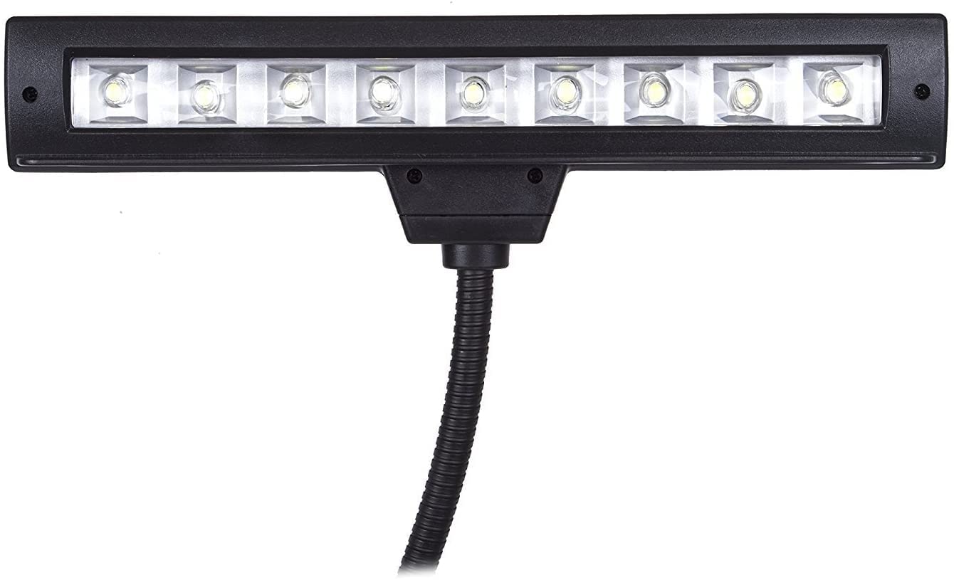 Music Stand Light, 9 LED Professional Musician Clip On Piano Lights, Adjustable Neck Rechargeable USB Orchestra Light Book Lamp, Great for Piano, Voilin, Orchestra, Podium, Desk and Bed Headboard