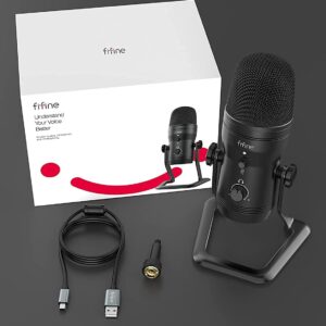 FIFINE Recording Microphone and Heavy Duty Boom Arm, USB Studio Mic,PC Podcast Microphone with Monitor Headphone Jack, Four Pickup Patterns for Vocals YouTube Streaming Gaming ASMR Zoom (K690+BM63)