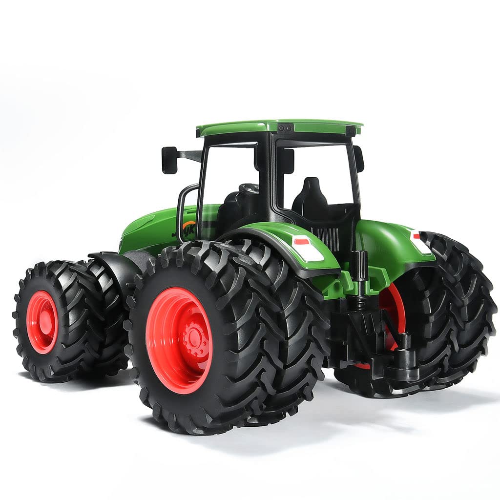 Remote Control Tractor and Trailer Set RC Kids Tractor Toy Front Loader Farm Truck Toddler Farm Toys with Lights and Sound, Metal Cab, 8 Wheels RC Toys Boys Gift for 3 4 5 6 7 8 Years Old