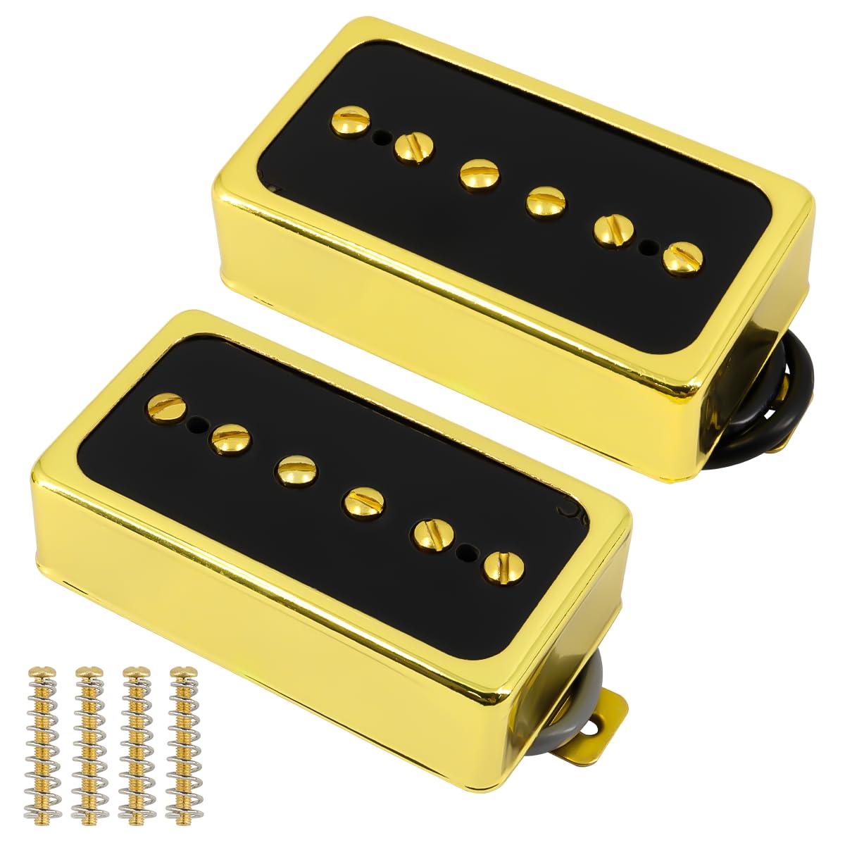 Ogdni P90 Pickup Set,Alnico V Single Coil Bridge & Neck Pickups for Les Paul P90 Style Humbucker Size Electric Guitar (Gold)