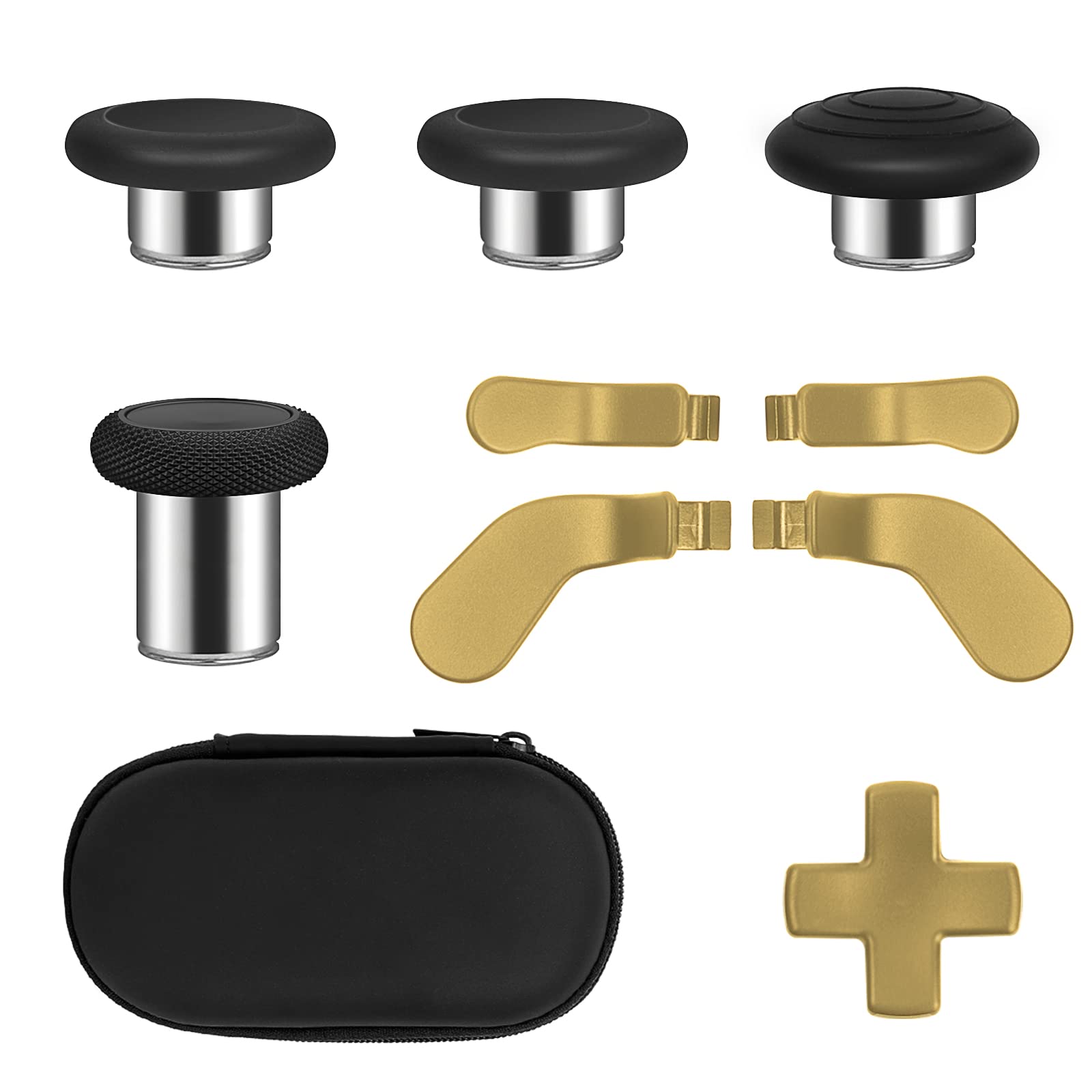 Metal Paddles Accessories for Xbox Elite Controller Series 2 Core, Thumbsticks Replacement Parts for Elite Series 2 Controller, Component Pack Includes Replacement Joysticks, D-Pad & Paddles(Gold)