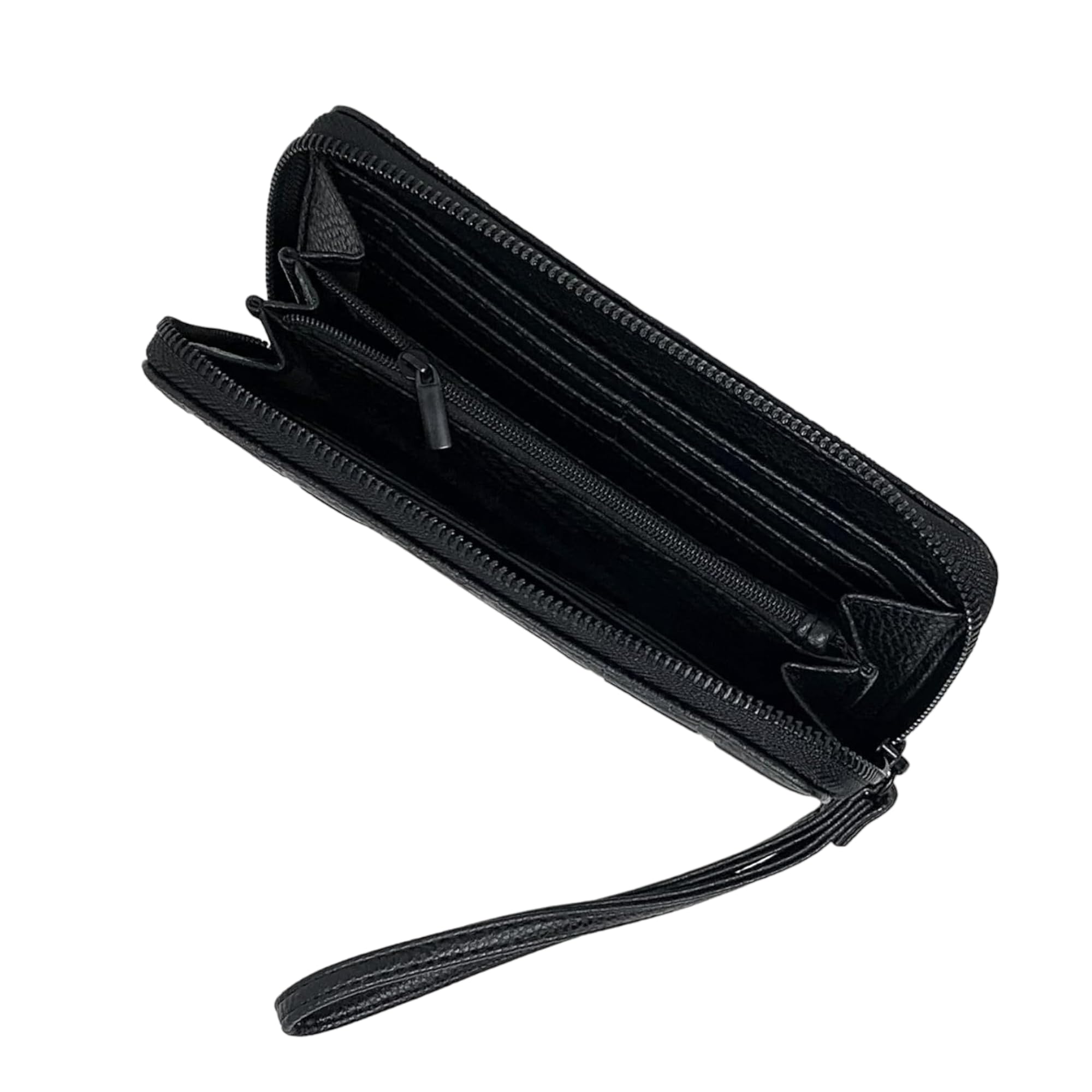 Steve Madden LARGE ZIP AROUND Wristlet Wallet (BLK MULTI LOGO)