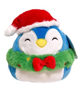 squishmallows kellytoy christmas wreath squad 8" plush doll toy (8" puff the penguin)