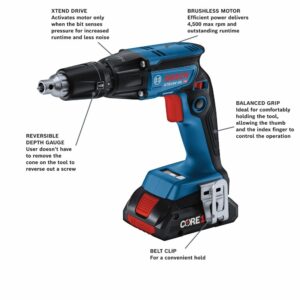 BOSCH GTB18V-45B15 18V Brushless 1/4 In. Hex Screwgun Kit with (1) CORE18V 4 Ah Advanced Power Battery