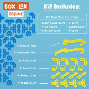 Atwood Toys Box Lox 98 pcs Creative Cardboard Building kit - Construction Toys for Girls and Boys Educational STEM (Blue Deluxe)