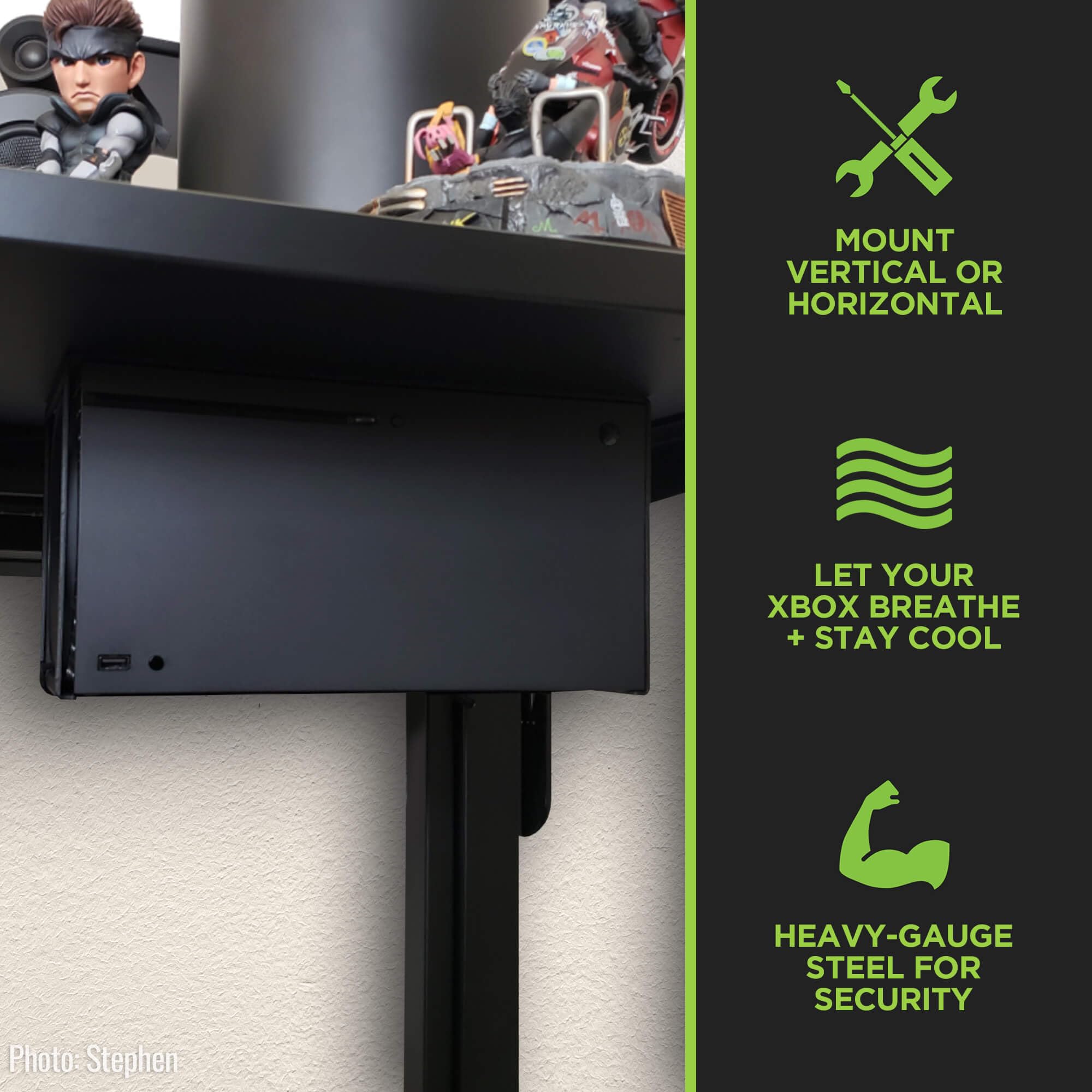 HIDEit Mounts for Xbox Series X - Xbox Series X Wall Mount, Steel Mount for No Sag