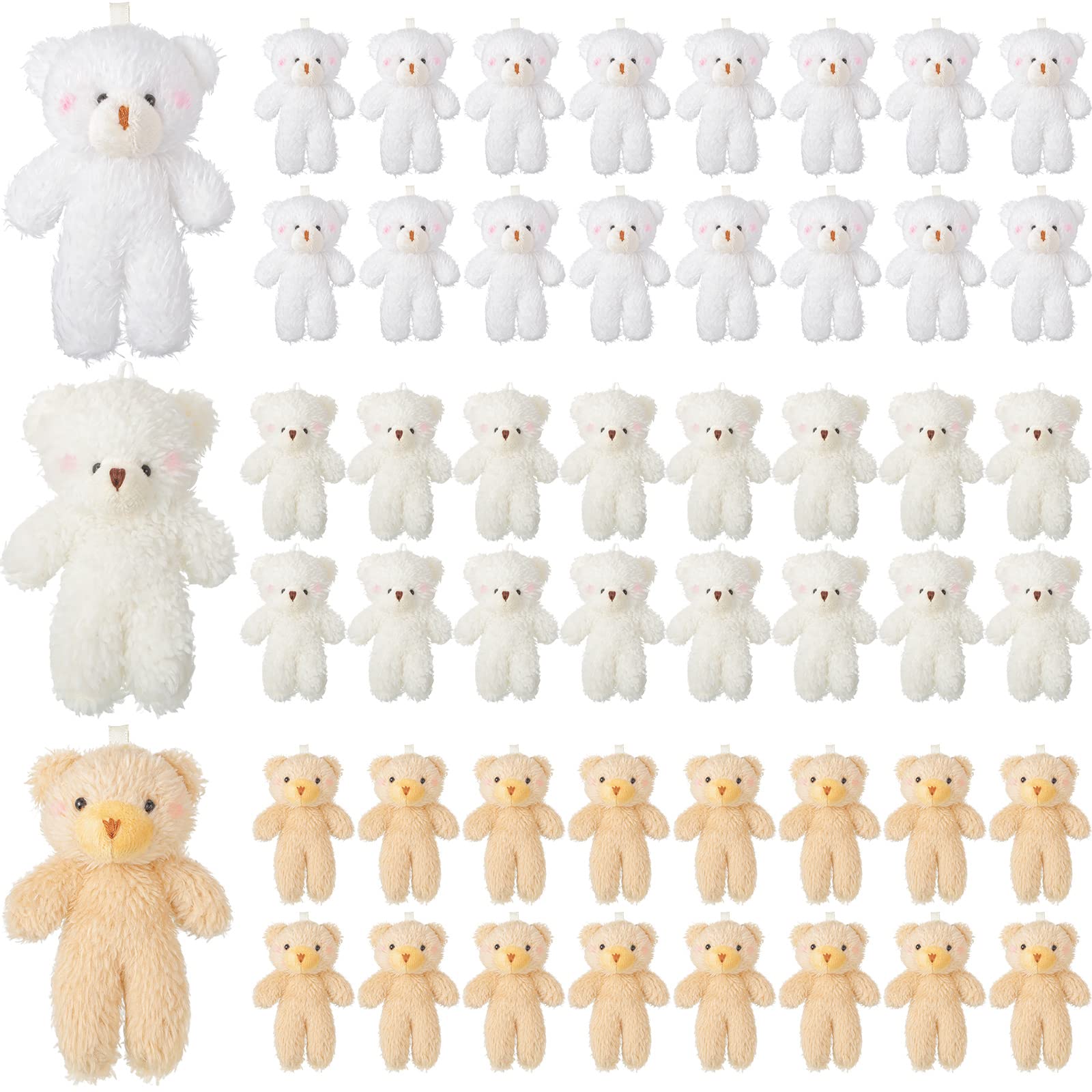 Leyndo 100 Pcs 4.7 Inch Mini Stuffed Bears Bulk Small Bear Plush Toys Soft Tiny Bear Doll for DIY Keychain Baby Shower Birthday Wedding Party Favors Valentine Day Christmas Gifts Bag Charm Supplies