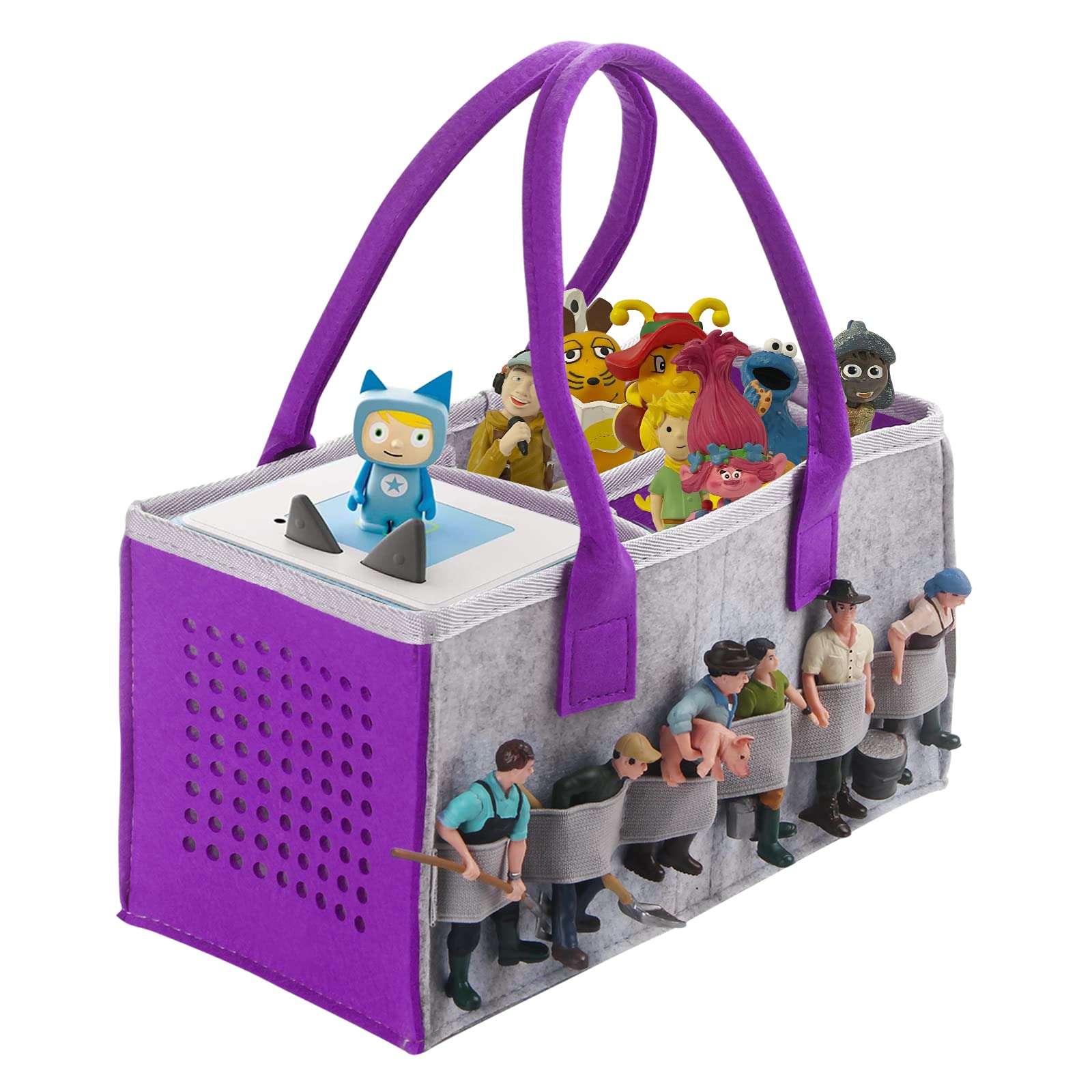 Toniebox Bag Accessories Protective Cover Organiser with Figures Storage Lots of Space Bag for Toniebox Starter Set (Purple)