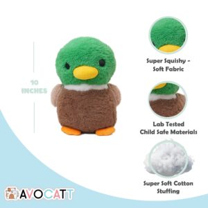 Avocatt Mallard Duck Plushie Toy - 10 Inches Stuffed Animal Plush - Plushy and Squishy Duck with Soft Fabric and Stuffing - Cute Toy Gift for Boys and Girls