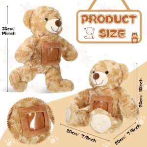 Leyndo Bear with Voice Recording Remembrance Stuffed Animal with Picture Recordable Messages Memorial Toy for Baby Shower Birthday Gift, Recording Gifts(Brown, 12 Inch)