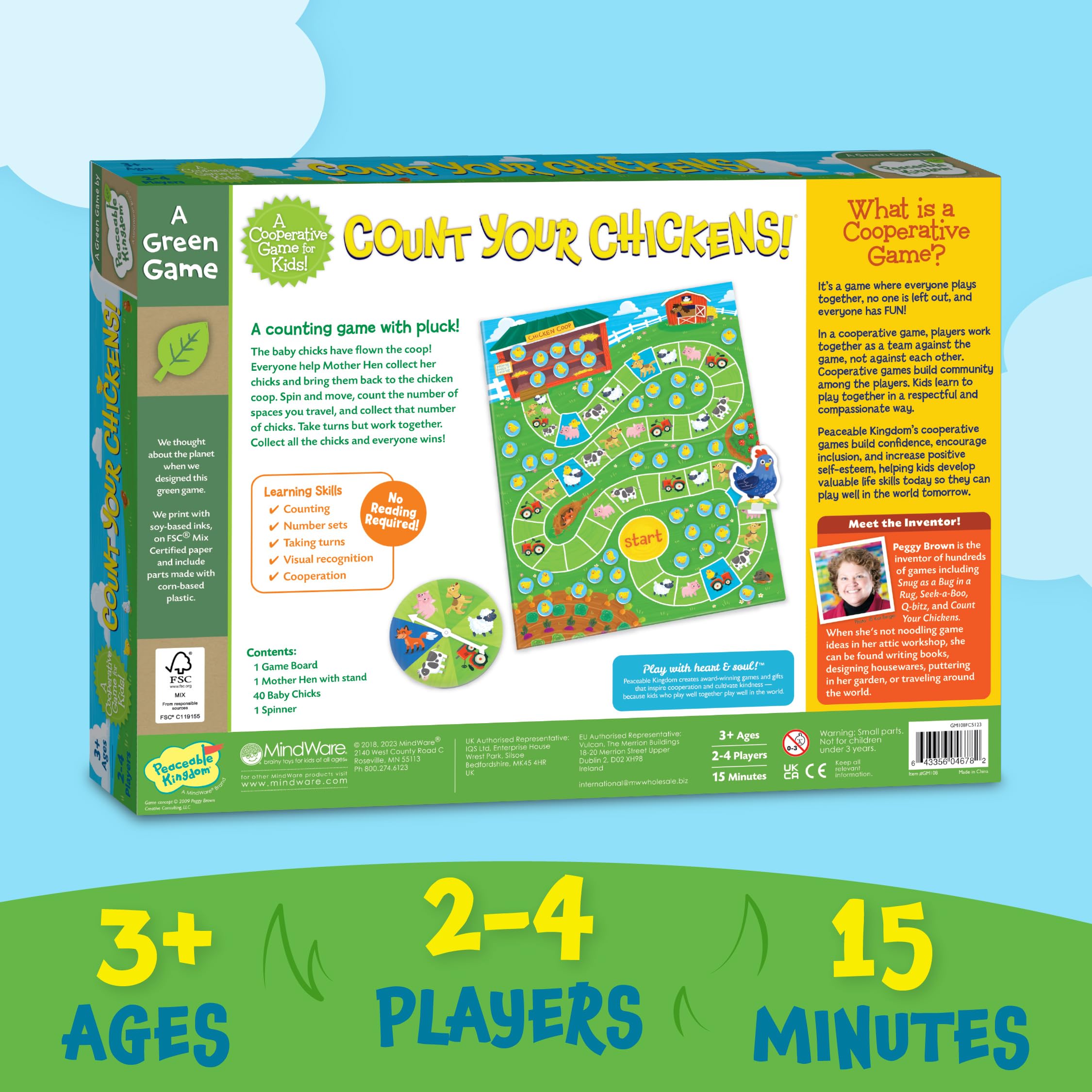 Peaceable Kingdom Count Your Chickens and Dinosaur Escape Cooperative Board Games for Kids Bundle