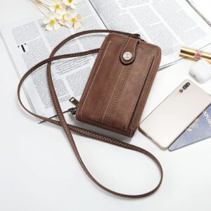 Kattee Women Small Crossbody Cell Phone Purse Wristlet Wallets RFID Blocking Faux Leather Clutch Wallets Shoulder Phone Bag