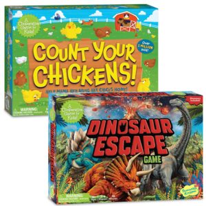 peaceable kingdom count your chickens and dinosaur escape cooperative board games for kids bundle