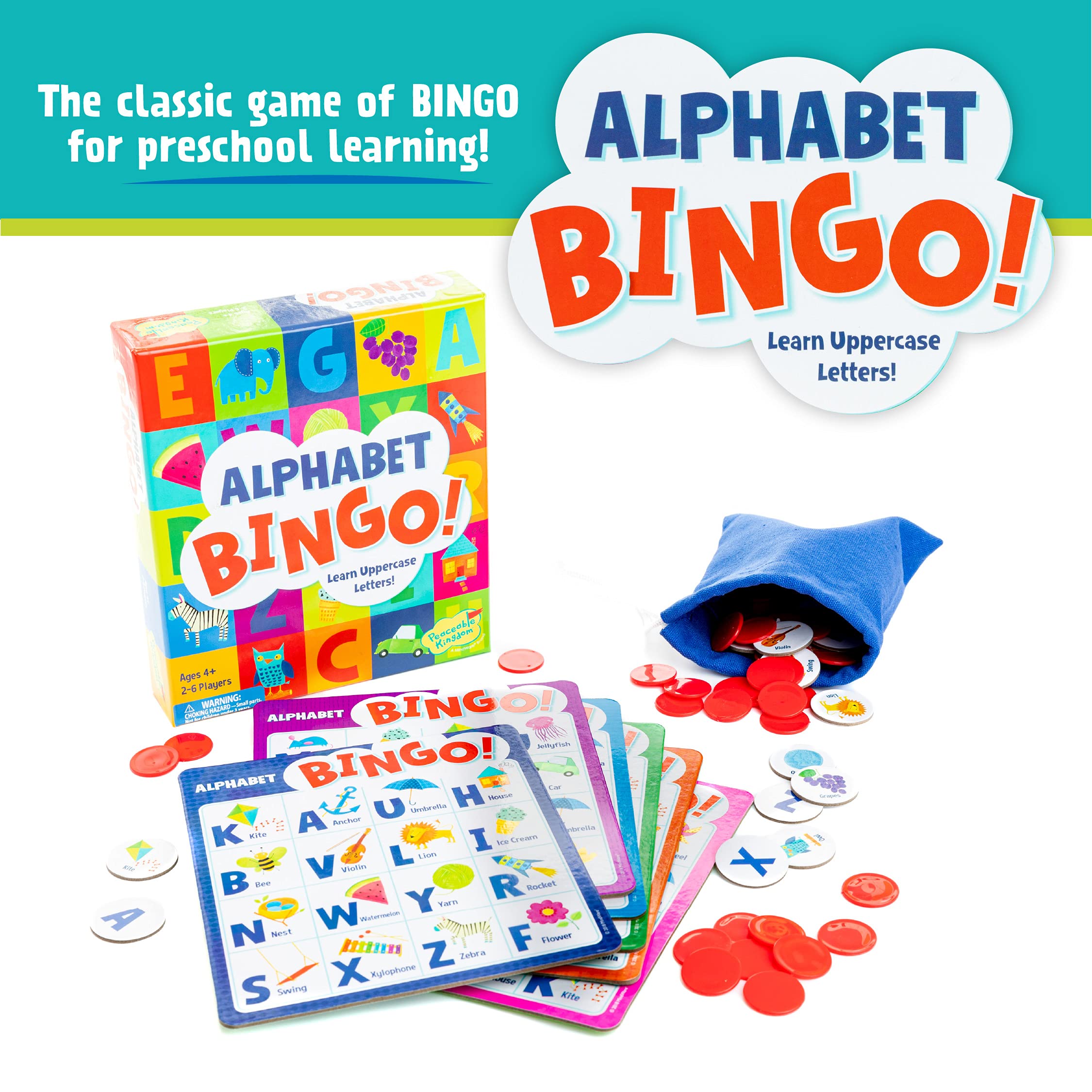 Peaceable Kingdom Alphabet Bingo and Alphabet Go Fish Educational Games for Kids