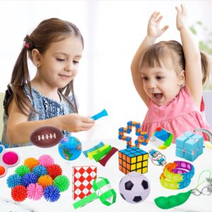 (60 Pcs) Fidget Toys Fidgets Sensory Toys Pop Its It Party Favors Figette Toy Pack Bulk Box Stress Autism Autistic for Kids Children Boys Girls Adults Gifts Set Mini Carnival Treasure Classroom Prizes