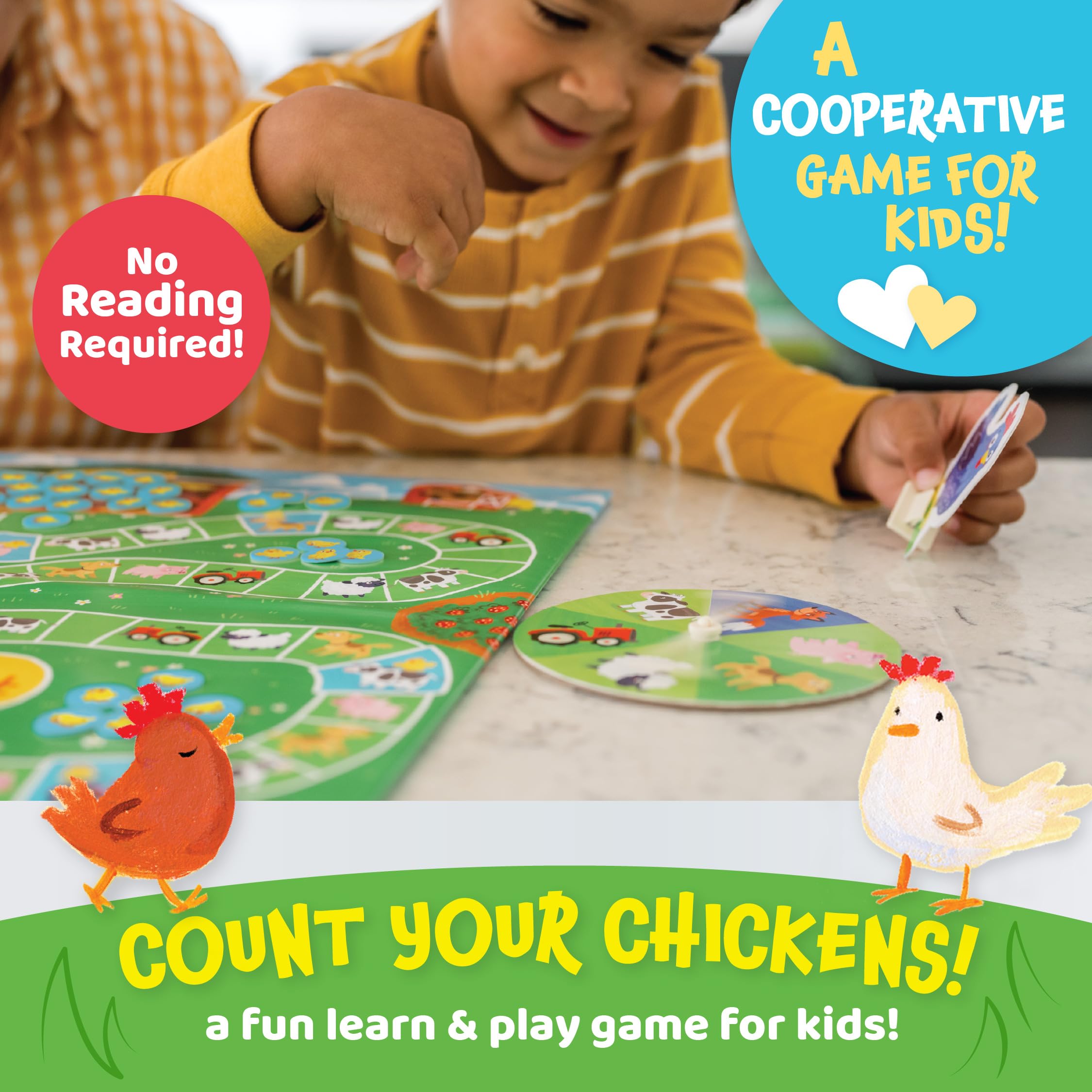 Peaceable Kingdom Count Your Chickens and Dinosaur Escape Cooperative Board Games for Kids Bundle