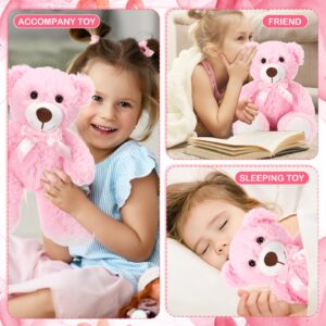 Aoriher 6 Pieces Bear Bulk Stuffed Animal Baby Shower Bear Plush Toys Soft Cute Bear Easter Graduation Gifts Sleeping and Playing Decorations(Pink, Long Plush)